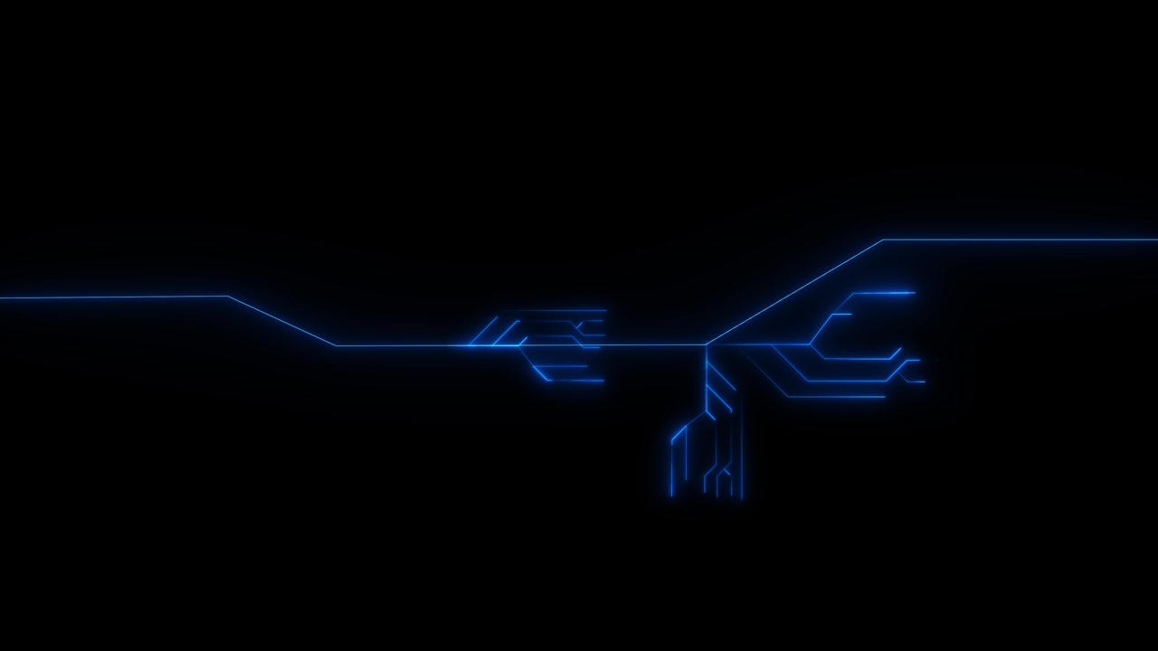 4k 3d circuit board with moving electrons data flow loop background animation artificial