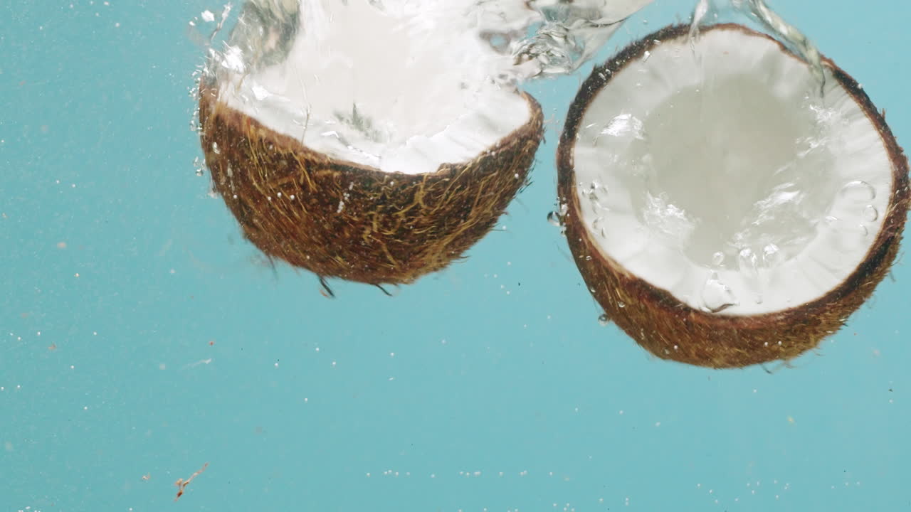 Coconuts in Water with Bubbles