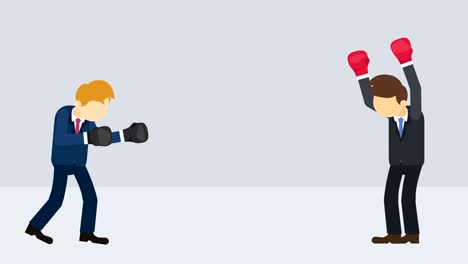la batalla del hombre de negocios en guantes de boxeo. concepto de competencia de negocios. ilustración de bucle en estilo plano.