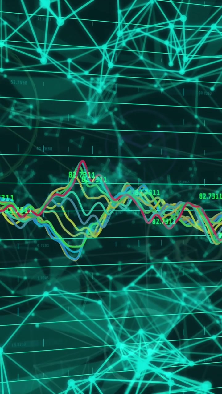 Animation of graphs and connections in black digital space