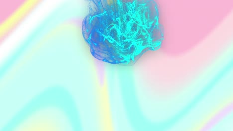 Animation of moving glowing lights and waves over colorful background