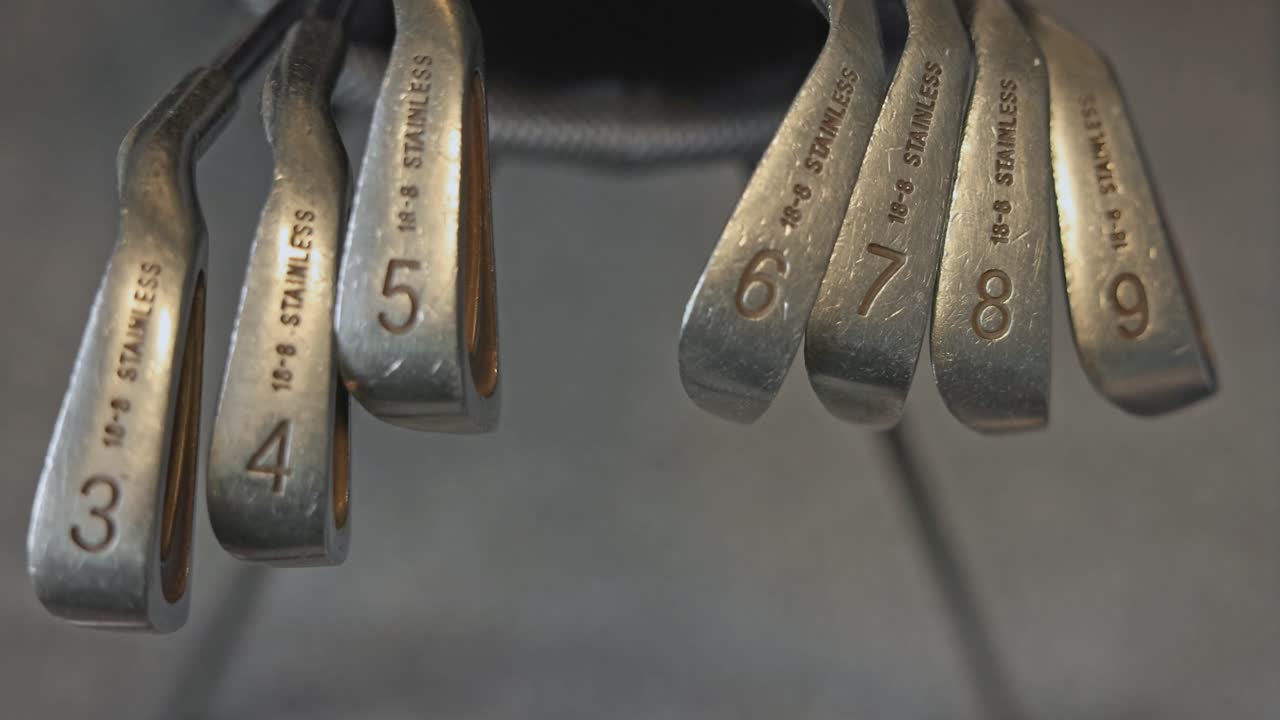 Close-up of a Set of Golf Irons
