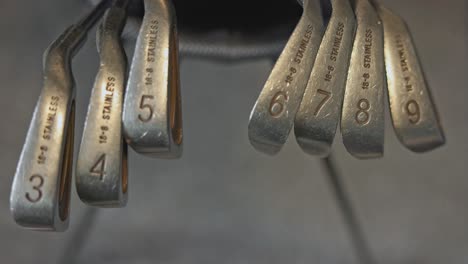 close-up of a set of golf irons