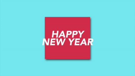 texto moderno de feliz año nuevo en el marco en gradiente azul