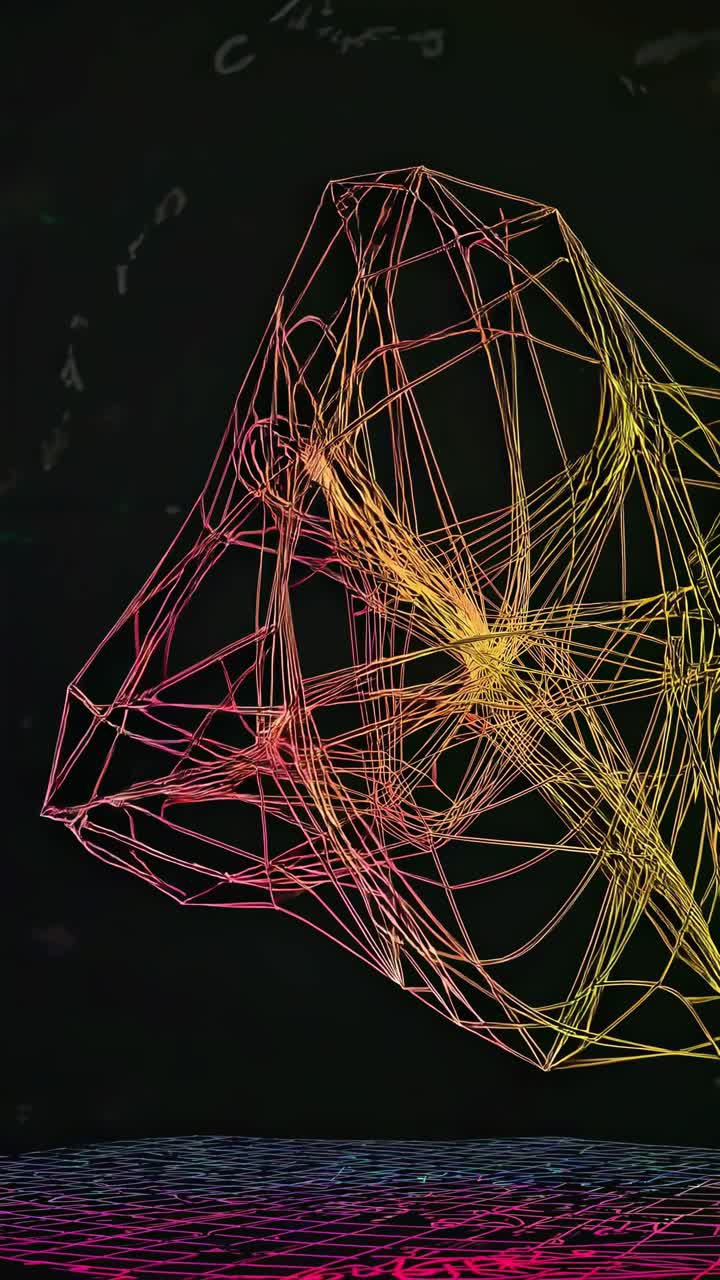 Abstract Geometric Shapes with Glowing Lines