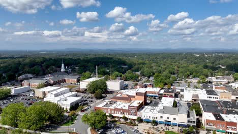 aerial slow high pullout over hickory nc, north carolina