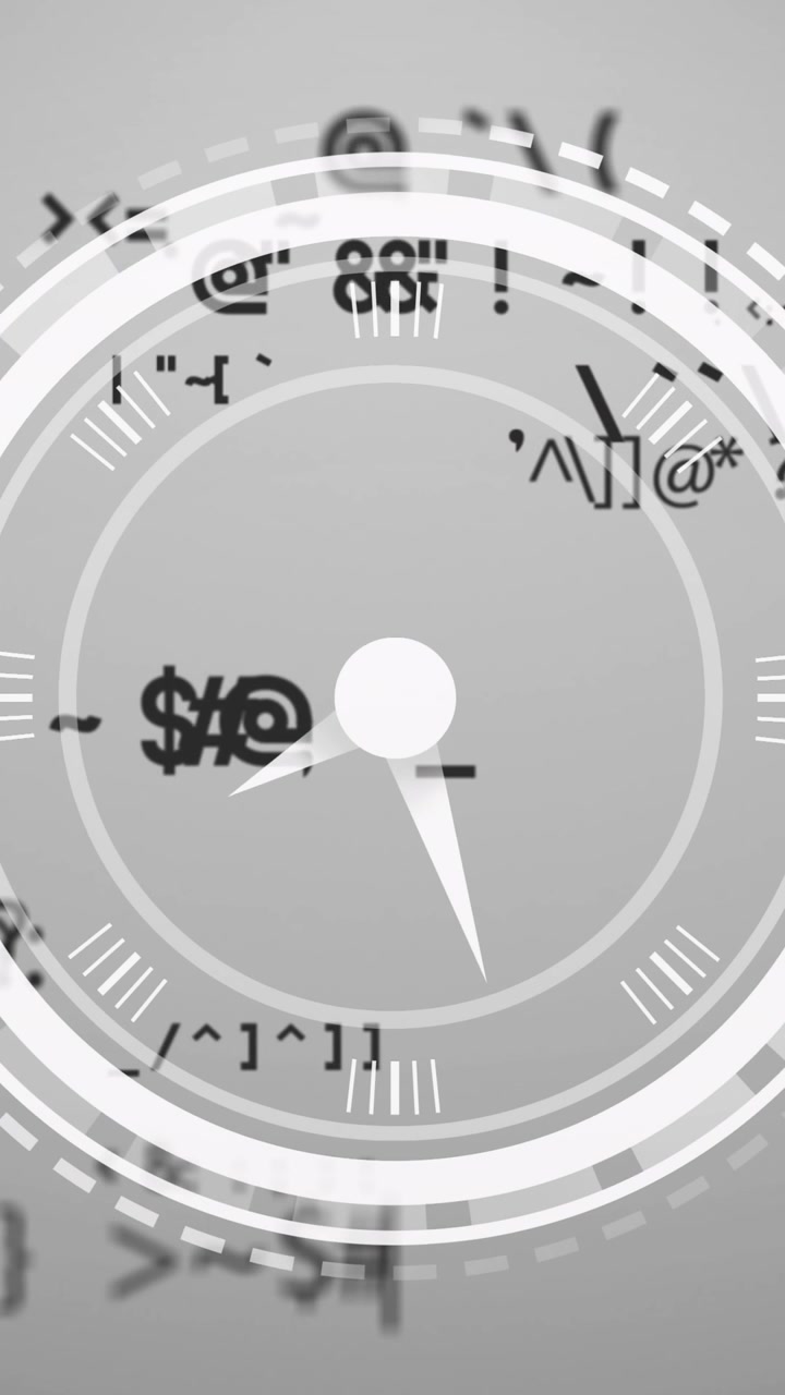 Animation of clock moving over math formulas over grey background