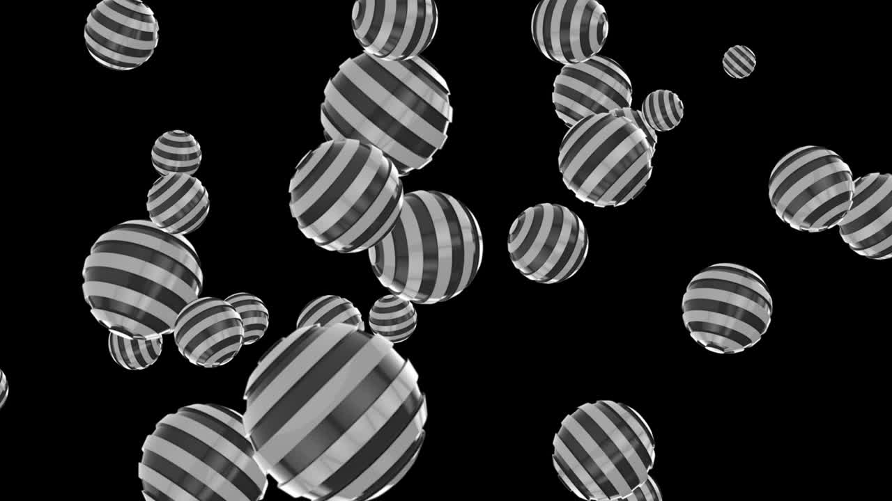 Advancing balls - Many balls spinning around and moving forward - Abstract colorfull spheres animation - 4K Abstract geometric shapes frame, Clean Abstract Particle Frame Loopable Black Background,