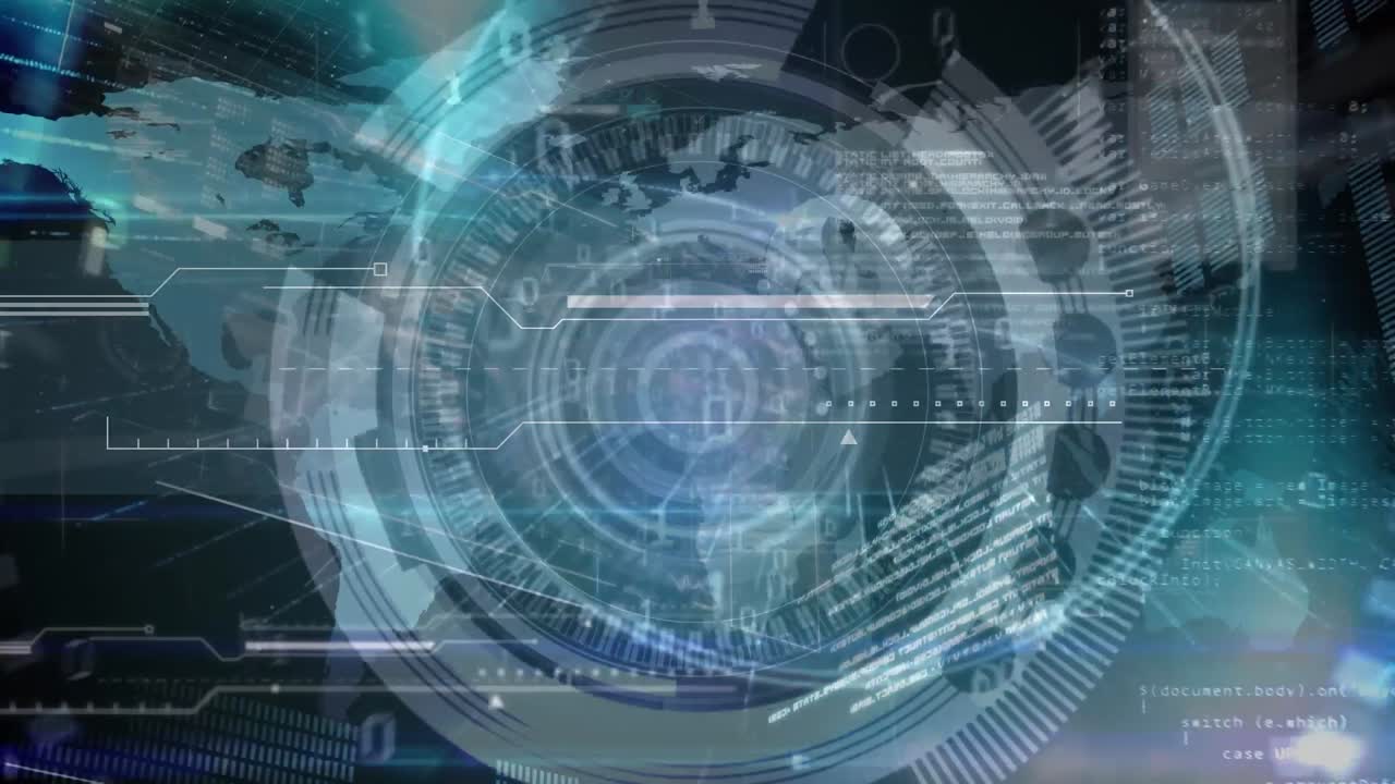 세계 지도 위의 데이터 처리 및 숫자의 애니메이션