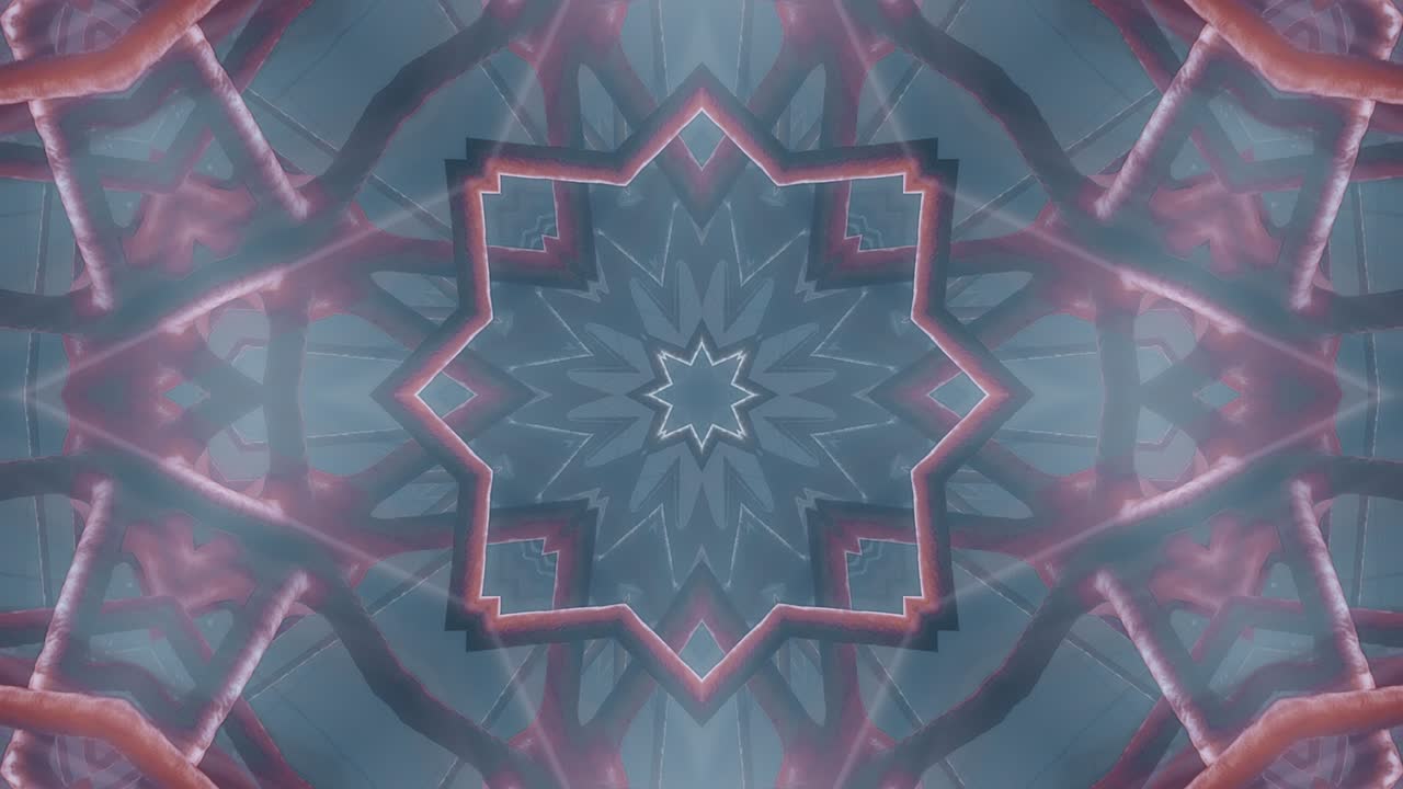animación sin fisuras de un hermoso kaleidoscopio abstracto de fondo techno metálico con la aparición de varias formas geométricas