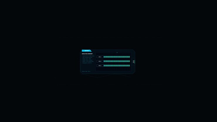 Futuristic Digital Interface Displaying System Analysis Report