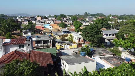 aerial drone of houses and favelas of duque de caxias - rio de janeiro