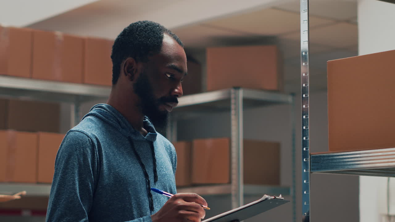Man taking inventory in warehouse