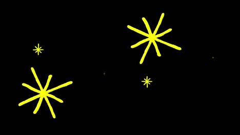 animación estrellas amarillas en forma de chispas sobre un fondo negro.