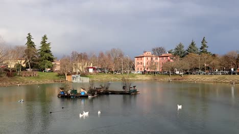 artificial lake in bologna, italy