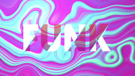 animación del texto funk sobre un fondo líquido rosado