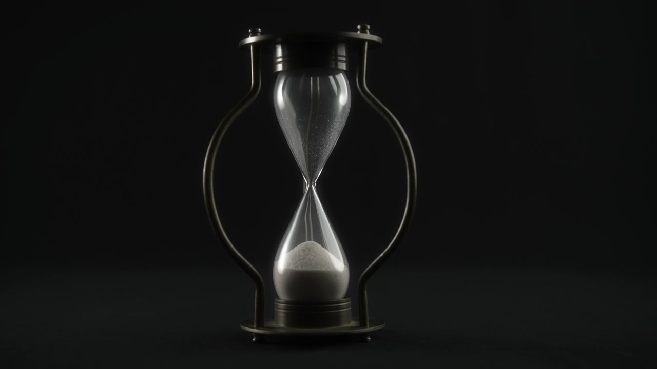 Hourglass Measuring Time Against a Dark Background