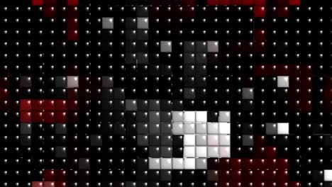 blanco brillante y rojo brillante, con fondo negro