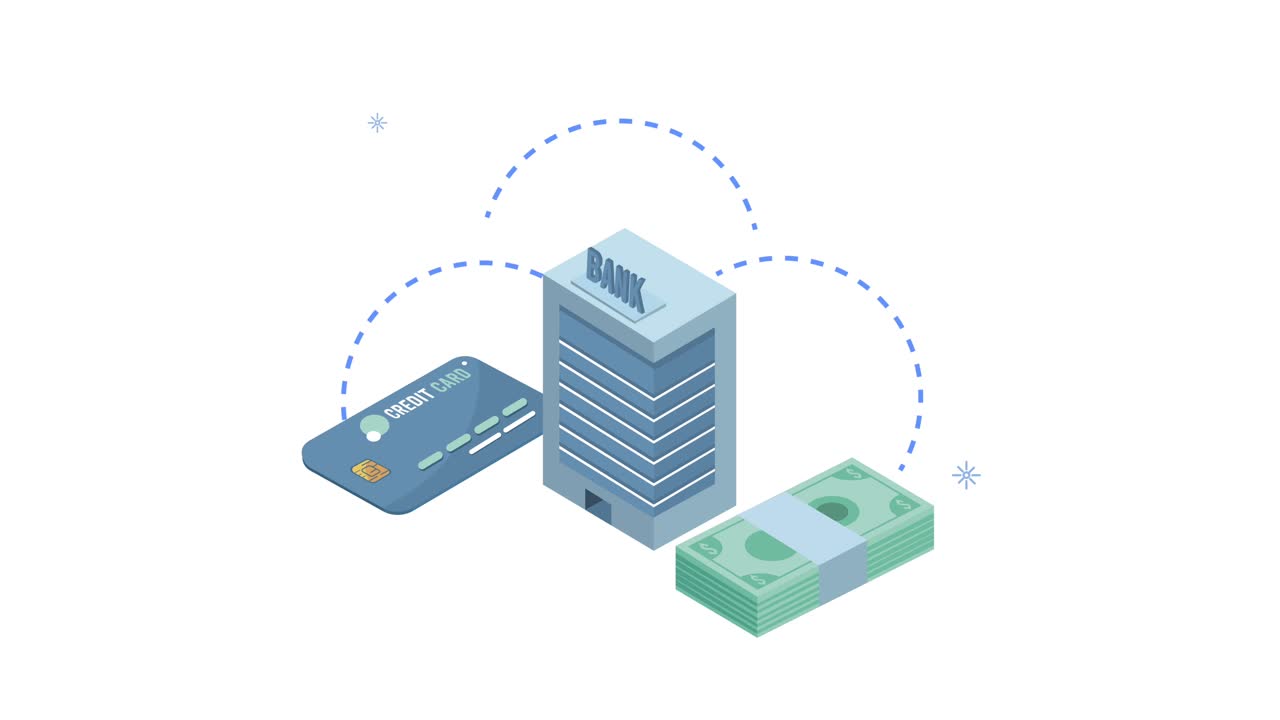 animazione dell'economia finanziaria con la costruzione di banche e denaro