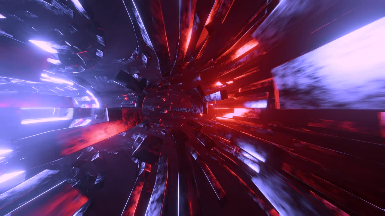 volando a través de un túnel en el espacio exterior. animación en bucle infinito