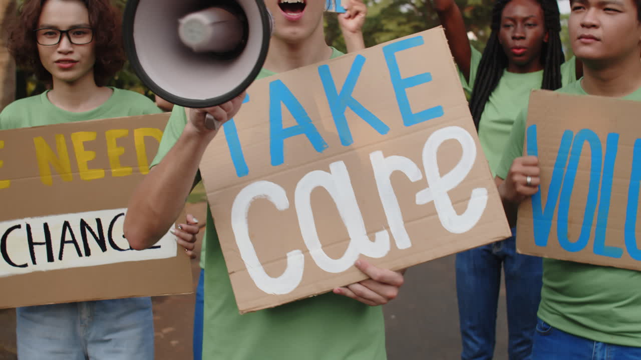 Multiethnic Activists Protesting, Calling Governments to Save Future of Planet