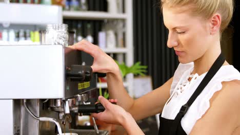 waitress making cup of coffee