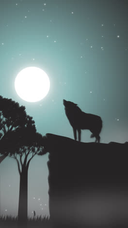 el lobo aullando a la luna