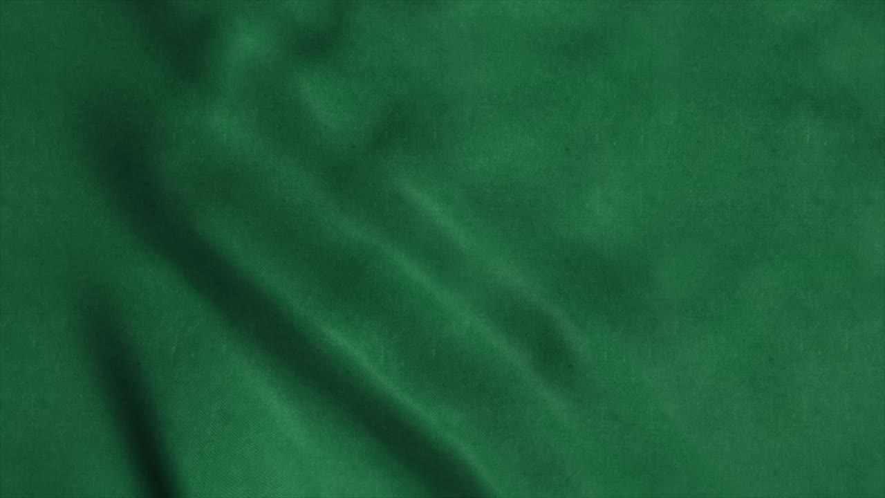 Waving Green Flag Animation Seamless Loop. Green background flag video waving in wind