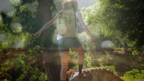 woman hiking in the forest