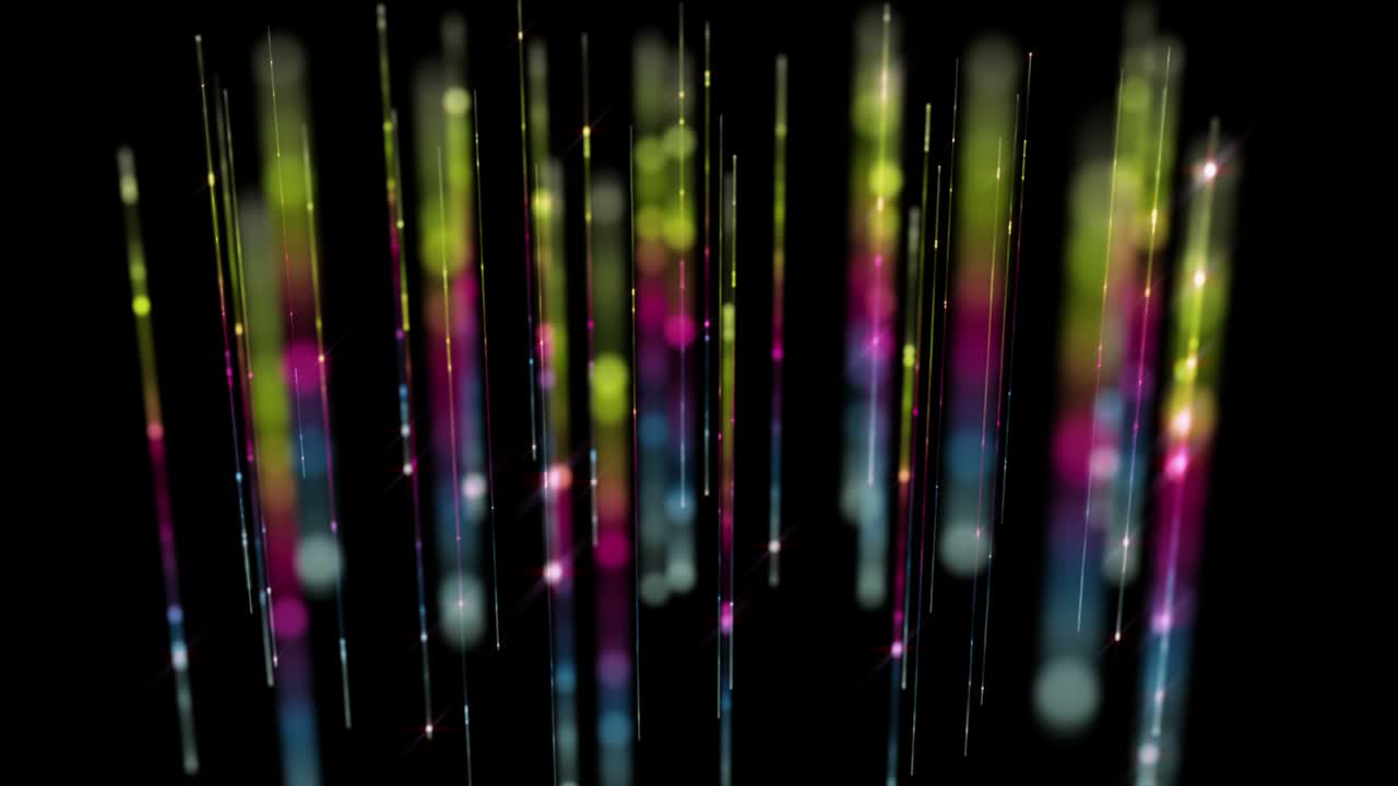 빛나는 줄무 객체와 함께 느린 동작의 미래 애니메이션, 4096x2304 루프 4k