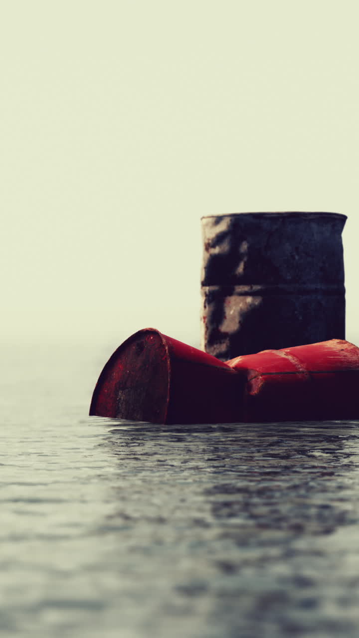 물에 잠긴 지역에서 녹은 석유 배럴