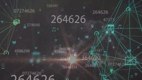 animation of networks of connections with numbers network of connections