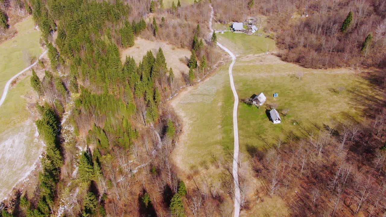 Aerial Top Down View Over Valley Floor At Triglav National Park