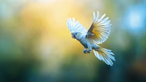 white parrot in flight