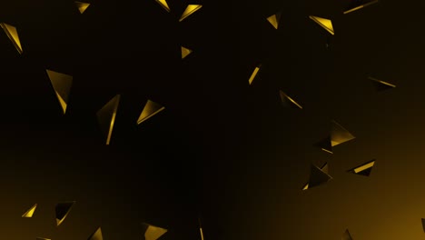 3d golden triangle particle moving abstract animation seamless loop