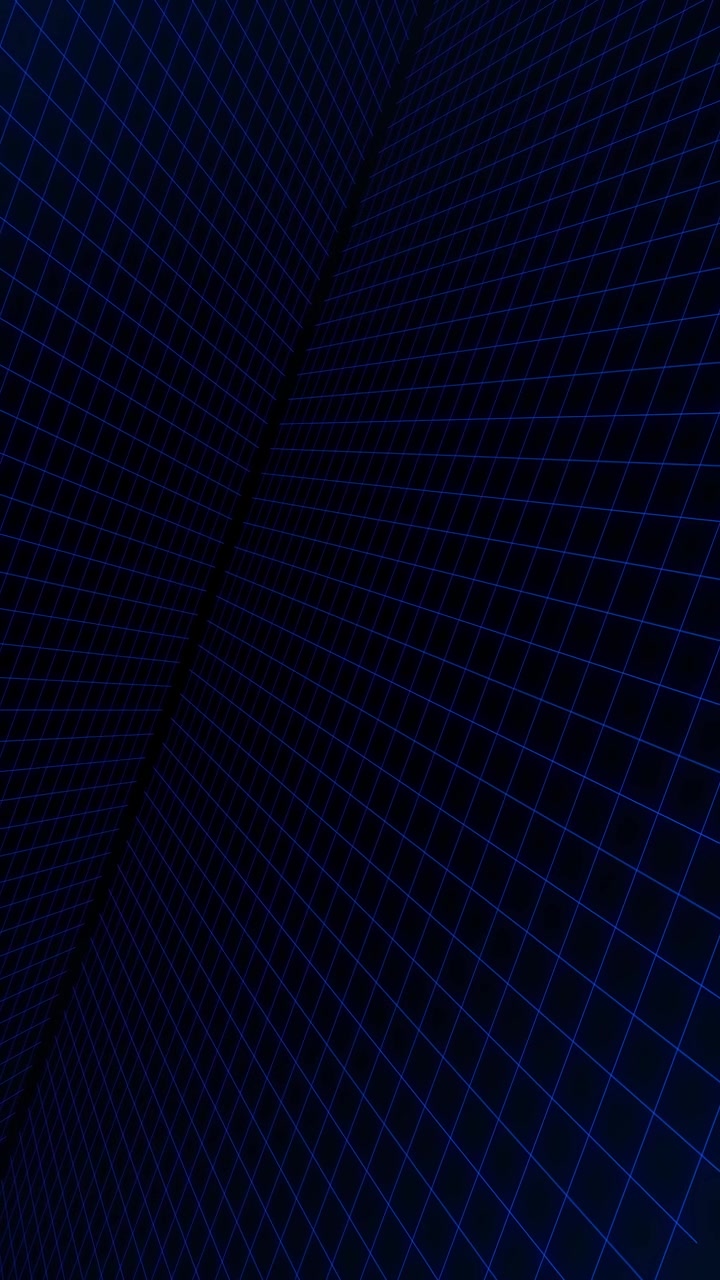 Abstract Blue Grid Lines Moving in a Dark Digital Space
