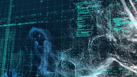 animación del procesamiento de datos con senderos de luz brillantes