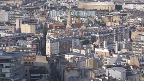 good high angle establishing shot of paris, france and suburbs