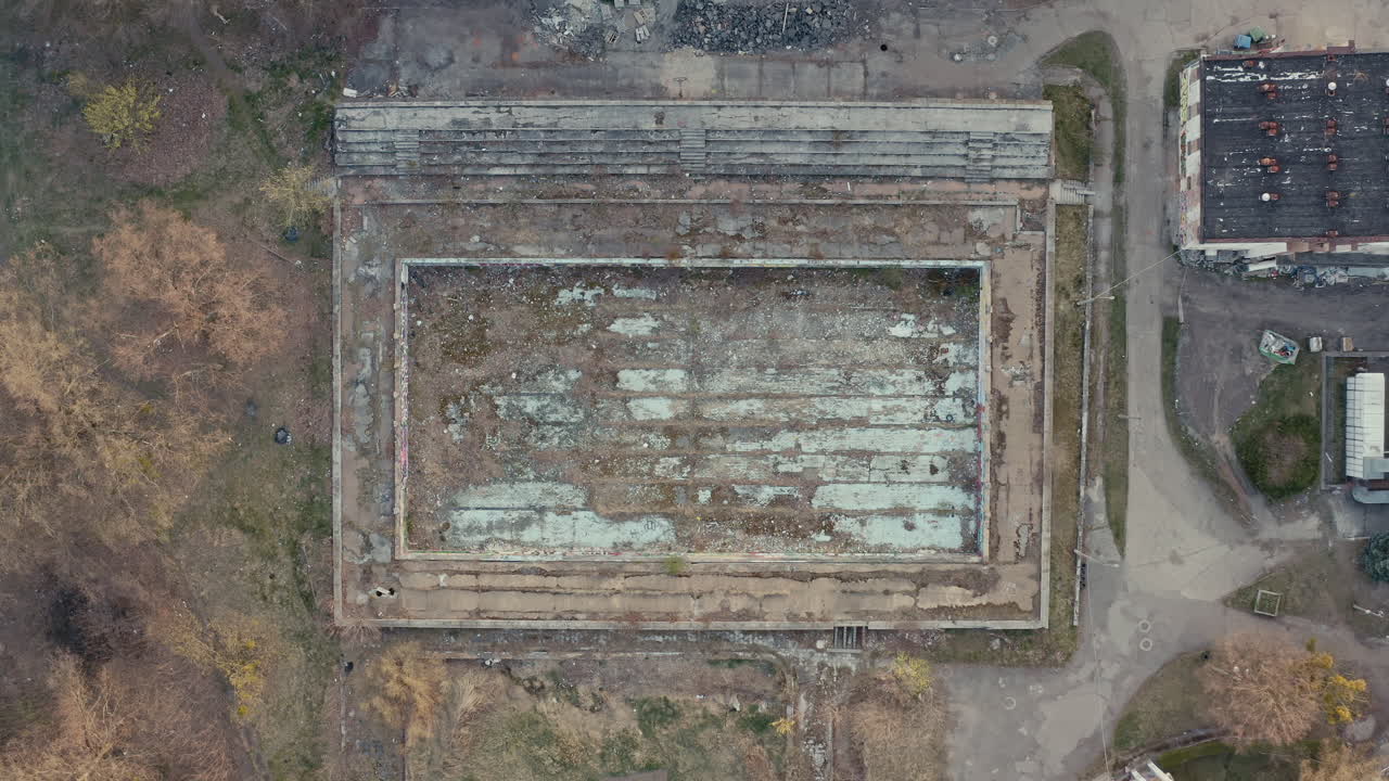 Aerial View of an Abandoned Stadium