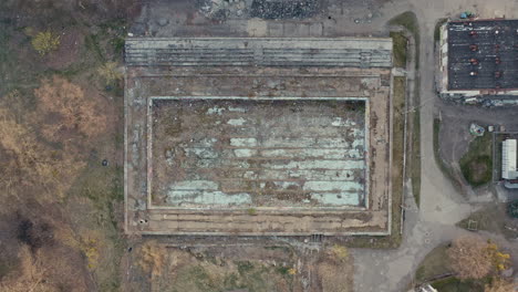 aerial view of an abandoned stadium