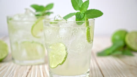 iced lime soda with mint - refreshing drink