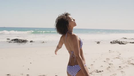 young woman relaxing by the sea 4k