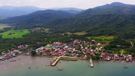 aerial view of coastal community in saint bernard, southern leyte, philippines - drone shot