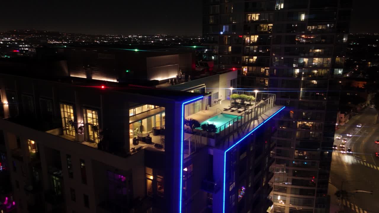 long beach at night during a busy midweek by downtown in California