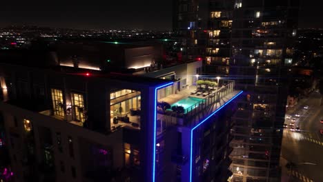 long beach at night during a busy midweek by downtown in california