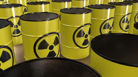 rows of radioactive chemistry barrels. 4k seamless stock video