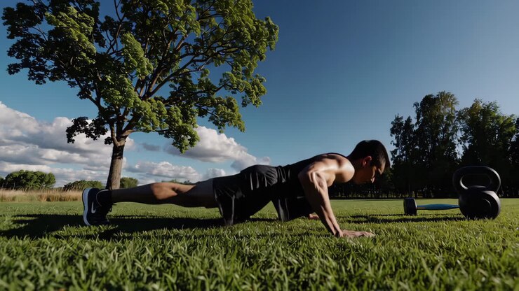 Man Doing Push-ups Outdoors
