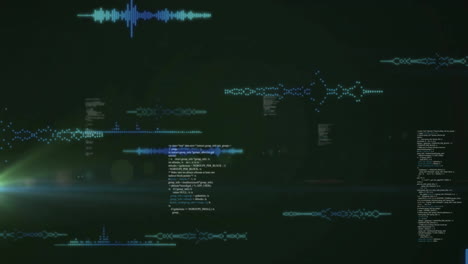 Animation-Der-Datenverarbeitung-Und-Diagramme-Auf-Schwarzem-Hintergrund