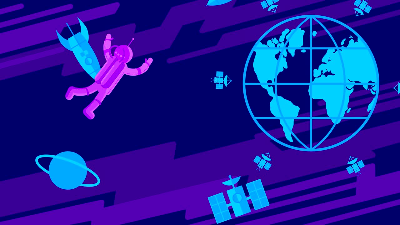 An astronaut flies through outer space