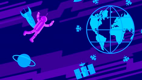 un astronauta vuela a través del espacio exterior